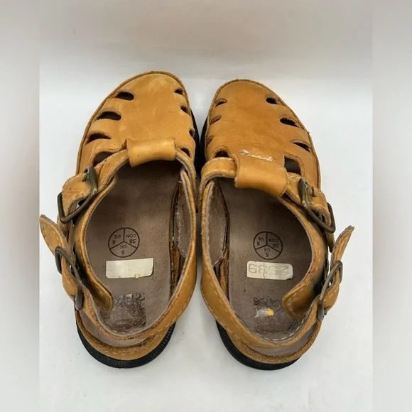 VINTAGE Dr Martens Suede Leather camel Tan  Fisherman Sandal Made ENGLAND 7 - Picture 8 of 12